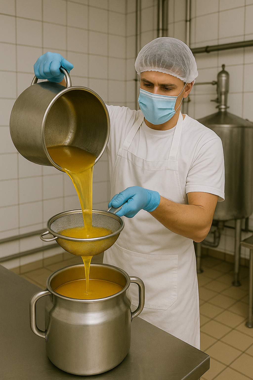 Filtering and packaging ghee